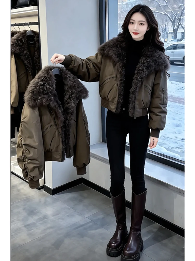 

Утепленная зимняя куртка Sli Thiened для женщин: хлопковое рабочее пальто с меховым воротником, свободный крой, уникальный дизайн, стройнящая верхняя одежда