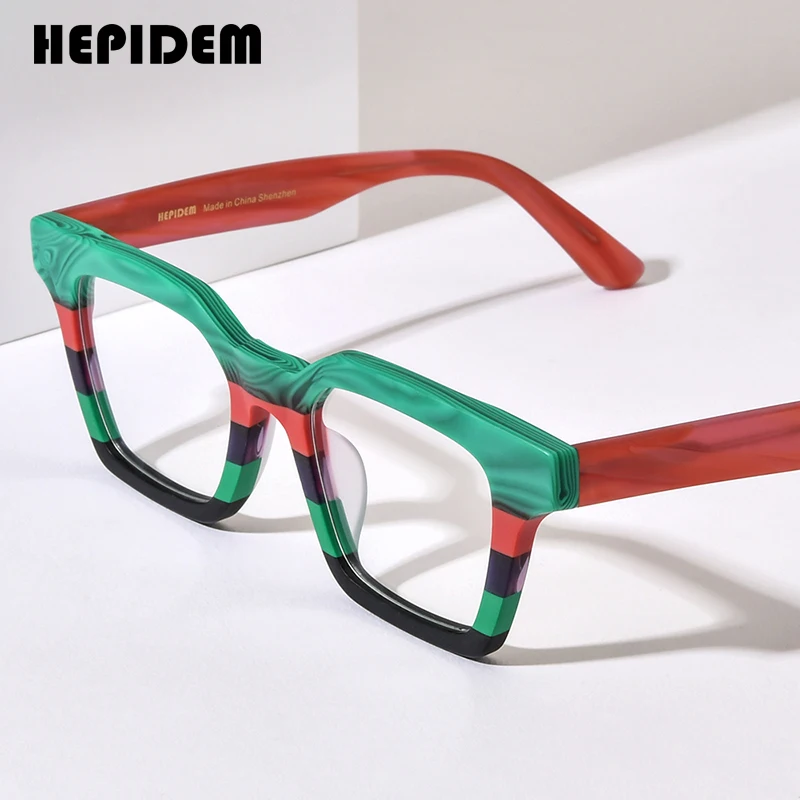 

HEPIDEM Acetate Glasses Frame Men 2024 New Women Fashion Square Eyeglasses Spectacles Eyewear H9371