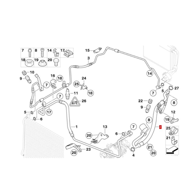 64509209716 3series E90 325i 330i 325i 128i Straw evaporator - compressor