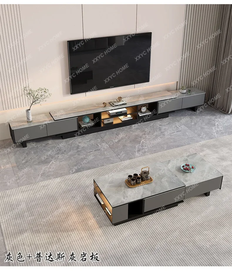 Slate Luxury Modern Home Small Apartment 2024 New Model Living Room Extendable TV Cabinet