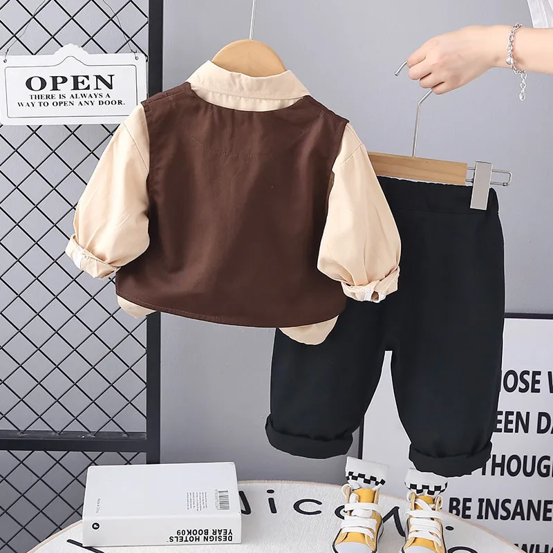 Autumn Winter Children\'S Clothing Sets Fashions Christmas Baby Boys Party Costume Vest Tops Trousers 3pcs Suits Kids Boy Outfit
