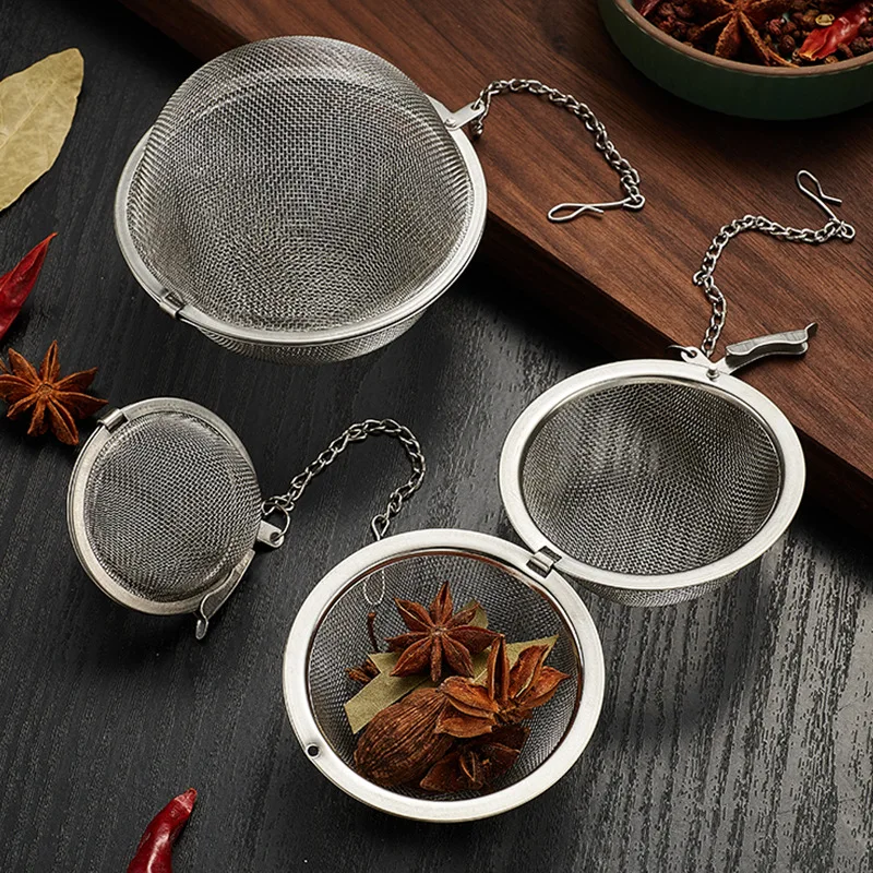 3 Size Stainless Steel Tea Infuser Sphere Spice Tea Mesh Locking Ball Coffee Bag Filter Strainers with Hook Kitchen Accessories