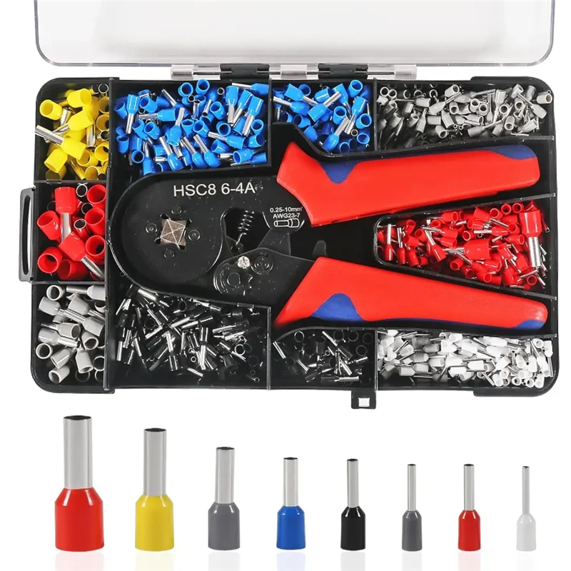 Crimping Pliers HSC8 6-4A Tubular Terminal Crimper Wire Mini Ferrule Crimper Tools Household Electrical Kit With Box