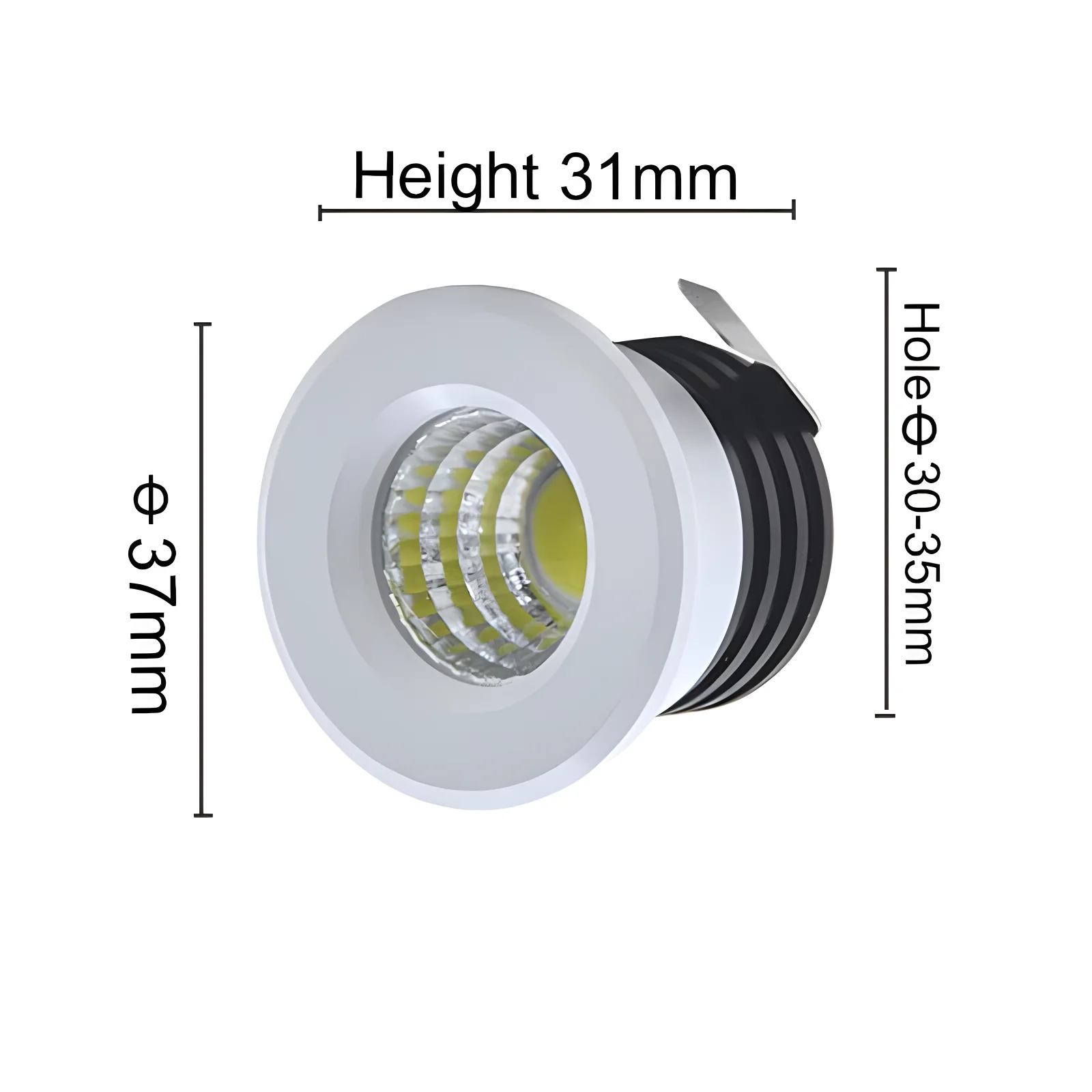 Foco LED empotrable de 12V, 24V, 110V, 230V, agujero de 30mm, luz empotrada COB de 3W con fuente de alimentación, luz para armario de casa, luz para espejo de baño