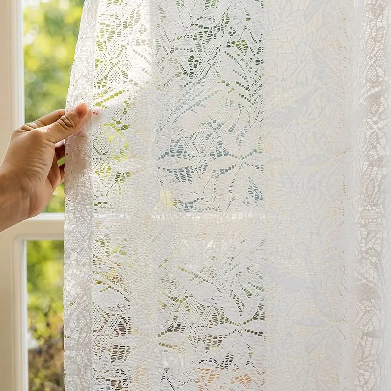 1PC White Lace Dreamy Sheer Curtain for Living Room Voile Window Drape Princess Bedroom Baclony Blind Ready Made #E