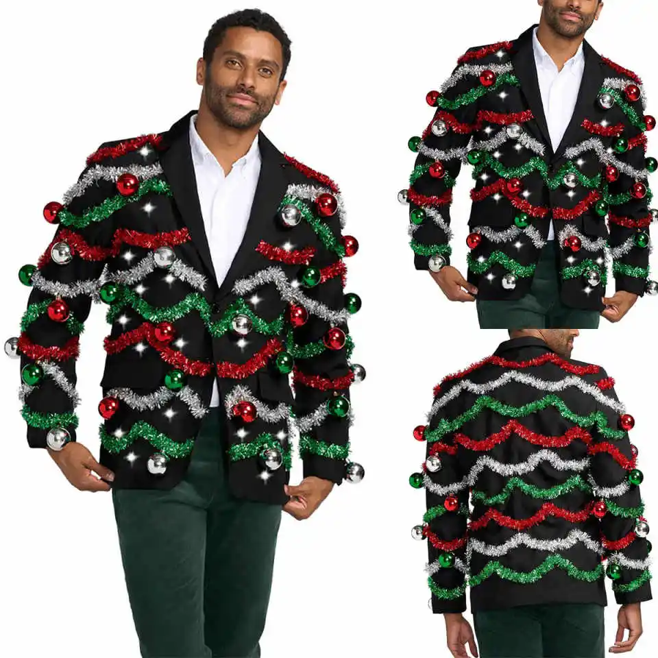 

Unique Design Men Suits 2 Pieces Notched Lapel One Button Jacket Christmas Blazers Holiday Event Outfit Cusromized Wear