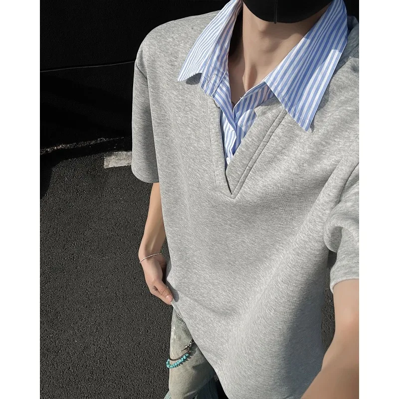 Men's shirt, summer new fashionable outdoor casual comfortable shirt collar short sleeved T-shirt