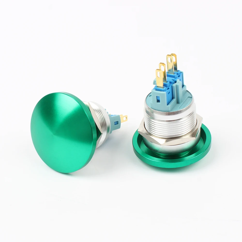 22mm Metal Aluminum Mushroom Emergency Stop Push Button IP67 Waterproof Switch momentary Locking Latching 1NO 1NC