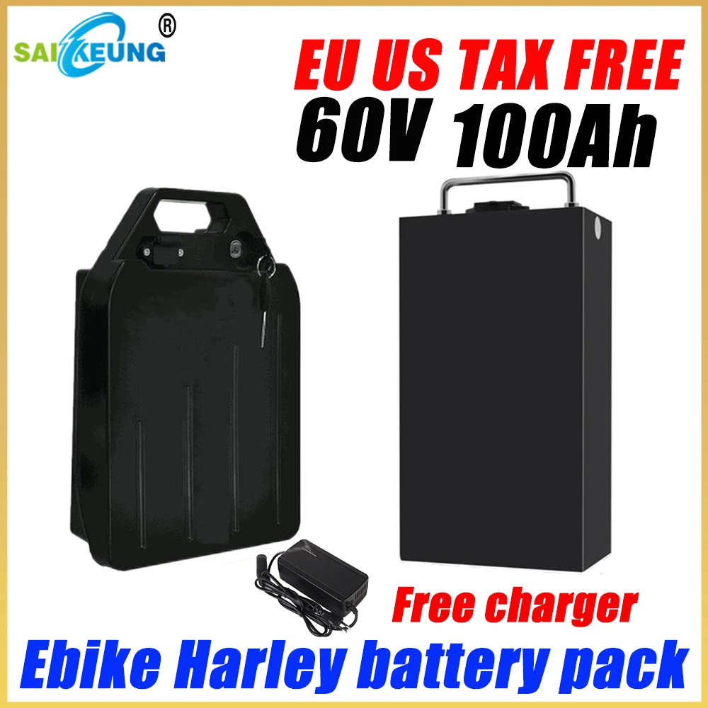 Harley 60V 20 30 40 50 60Ah 2000w Electric Car Foldable Citycoco Electric Scooter Bicycle 18650 Lithium Battery Pack Waterproof