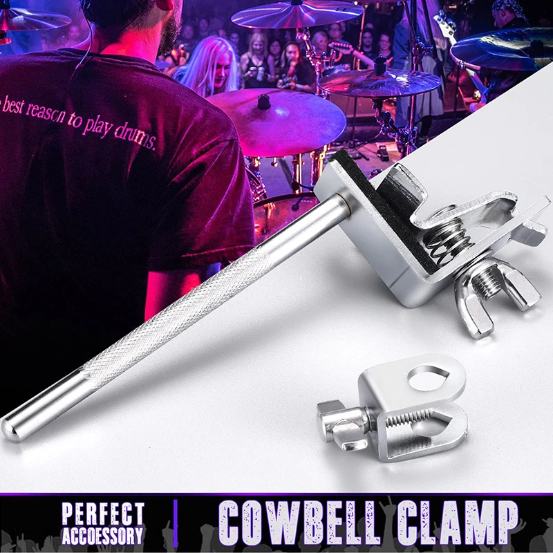 Adjustable Metal Bass Drum Hoop Mount Cowbell Holder Clamp Drum Hardware DIY for Drum Player Cowbell Holder Percussion Accessory