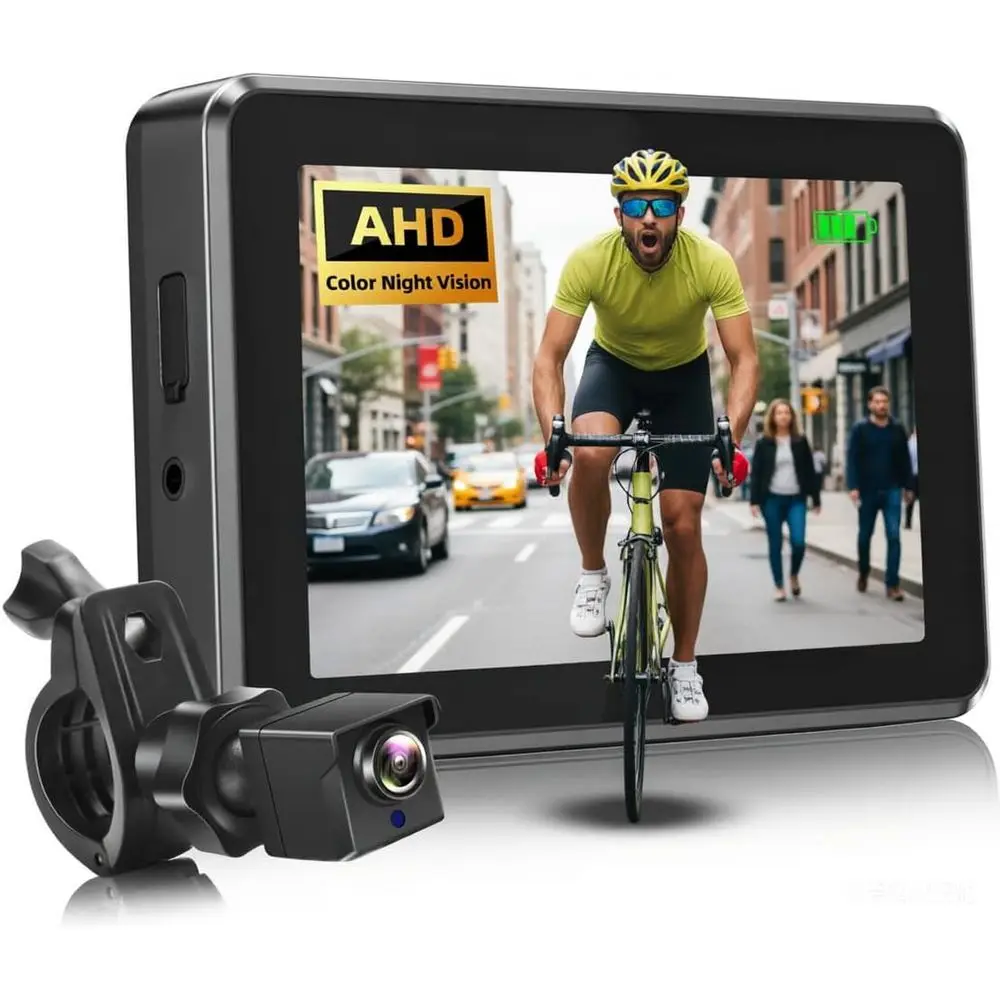 

4.3 HD Monitor Rear View Camera for Bikes, Night Vision, 110° Wide Angle View
