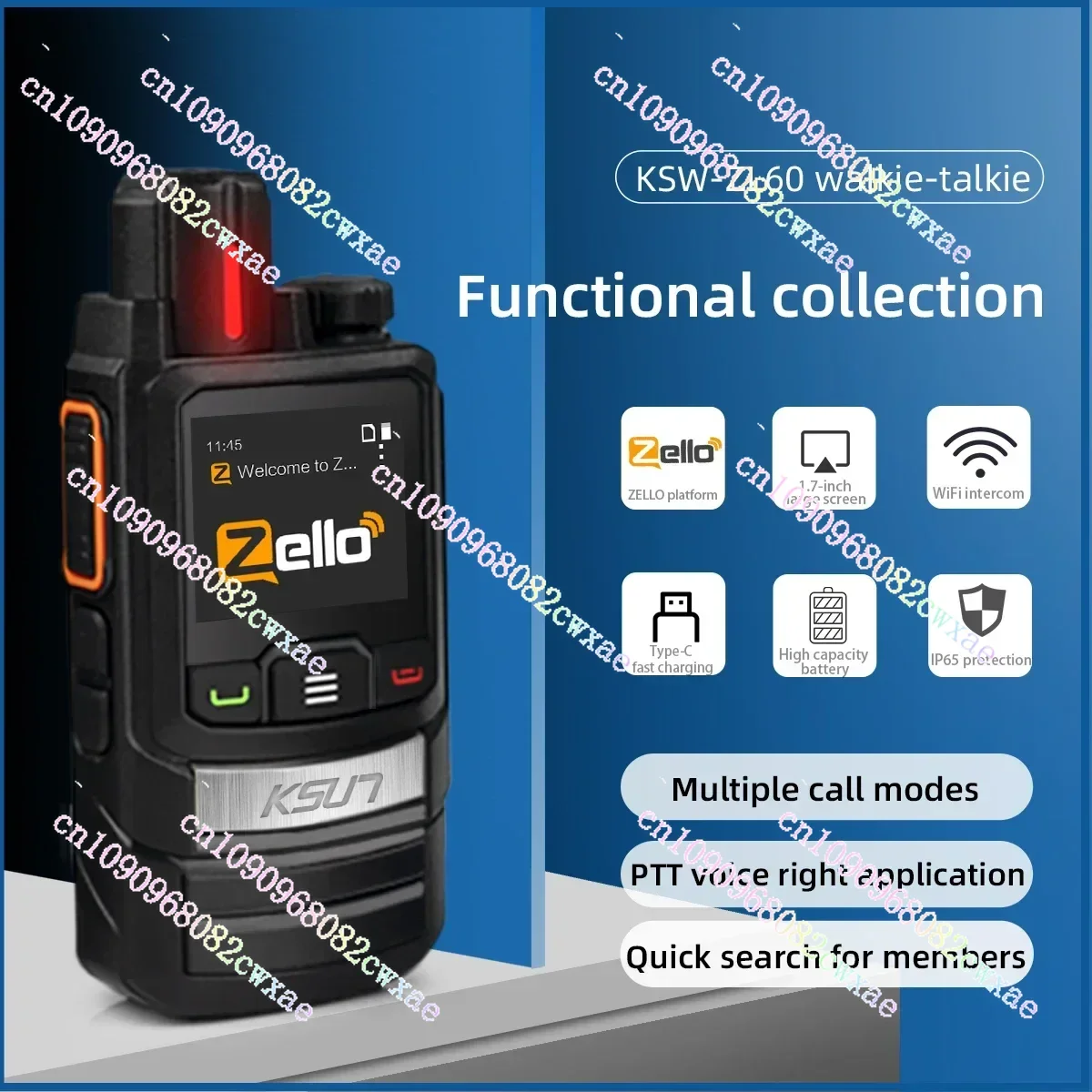 KSUN ZL60 Zello Ptt 4G LTE 3G GSM Mobile Network 2 Way Poc Radio WiFi GPS Intercom Long Range Android Sim Card Walkie Talkie