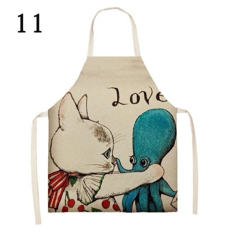 Higuchi Yuko Sleeveless Apron Cat Animal Kitten Cute Cartoon Home Kitchen Cooking Cleaning Stain Prevention Daily Household Item