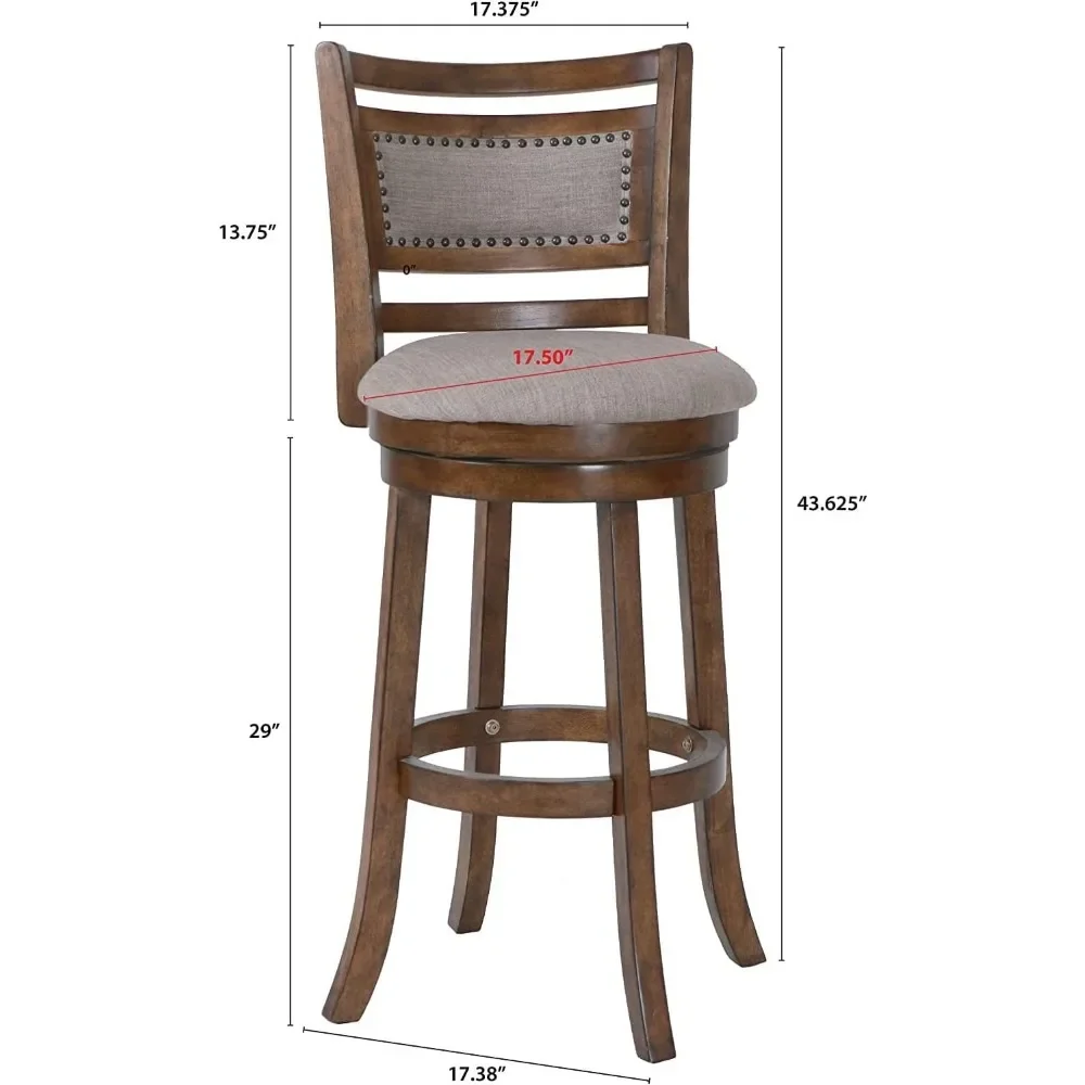 Aberdeen Swivel Bar Stool, 29-Inch, Dark Brown.