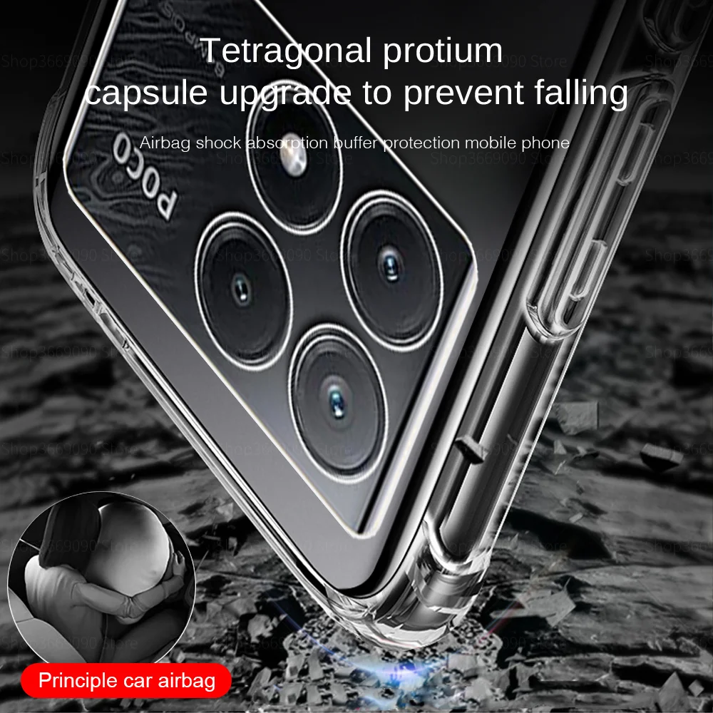 Clear Camera Protection Phone Case For Xiaomi Poco X6 Pro 5G Soft TPU Silicon Shockproof Back Shell Poko Little X6 Pro X 6 x6Pro