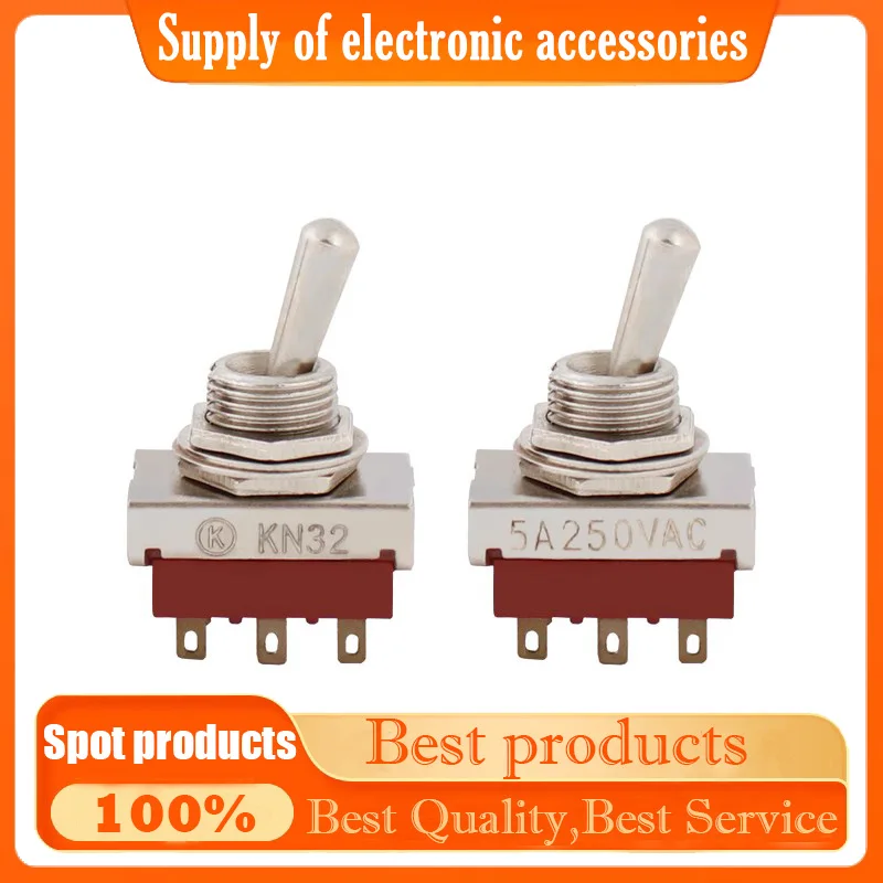 Toggle switch KN32 six-pin two-speed swing switch AC250V Toggle switch 6-pin two-speed 12MM hole 5A