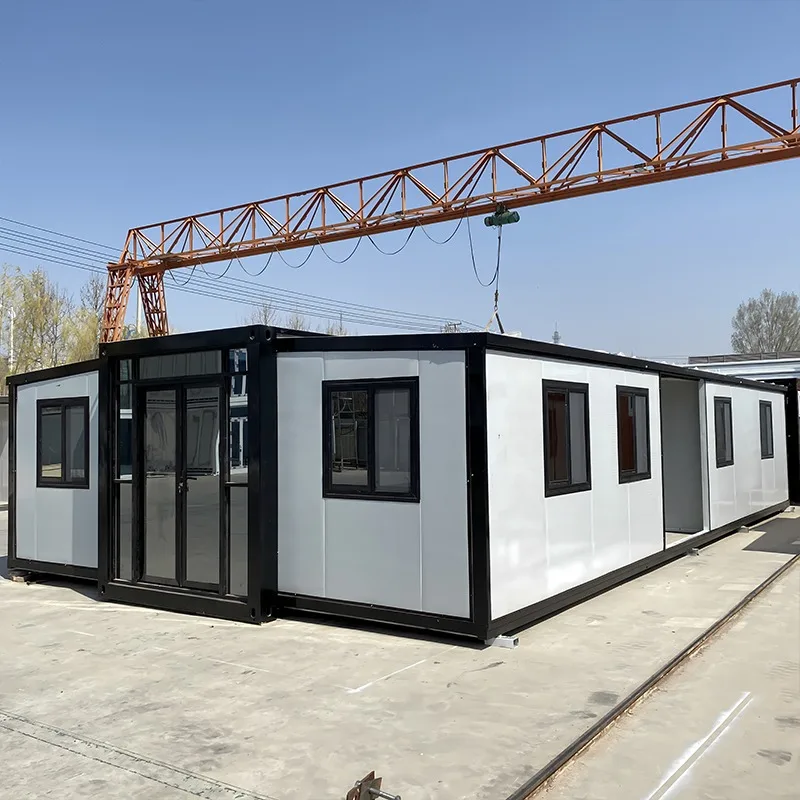 20ft Mobile Folding Container House Two Rooms One Hall Prefabricated Fold-Up Home Outdoor Hotel Courtyard