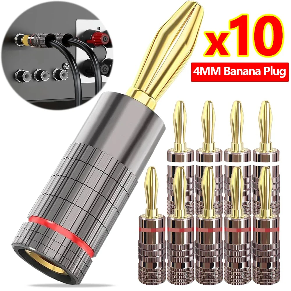 

4 мм штекер типа «банан» аудио динамик винт замок банан позолоченные вилки для провод динамика усилитель приемник мужской разъемы типа «банан»