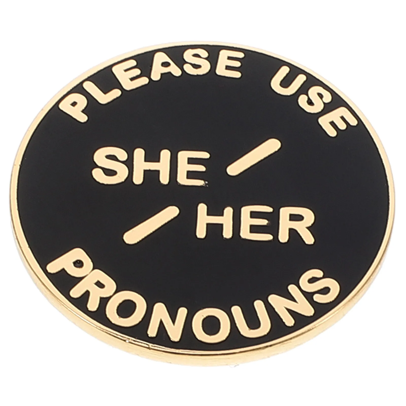Pronoun Badge Circular Hard Enamel Pin Gender Identity She Her Brooch Pin Decoration Workplace Stylish Gender Label Button