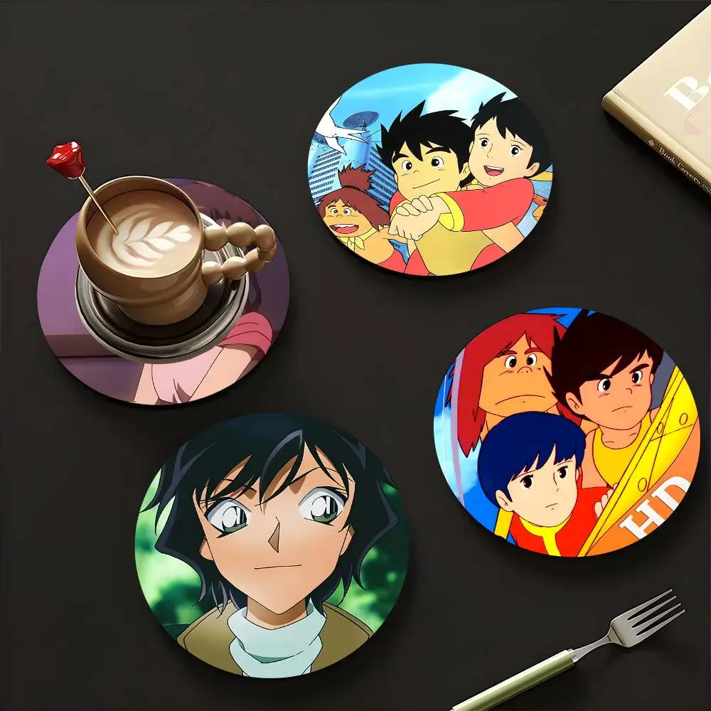 1pc F-uture Boy C-onan Wooden Coaster Colour Printing Cup Mat Home Desk Decoration Gifts