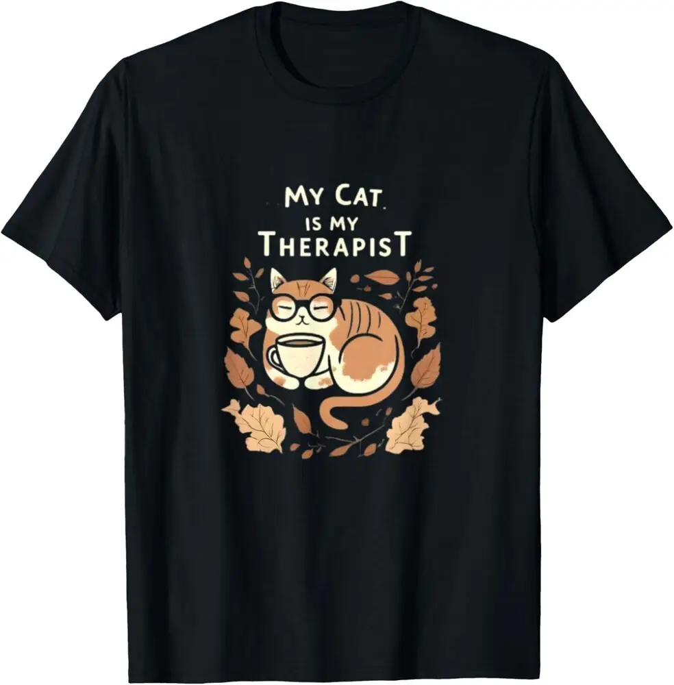 Grappig Gezegde Mijn Kat Is Mijn Therapeut Grappig Cadeau Unisex T-Shirt