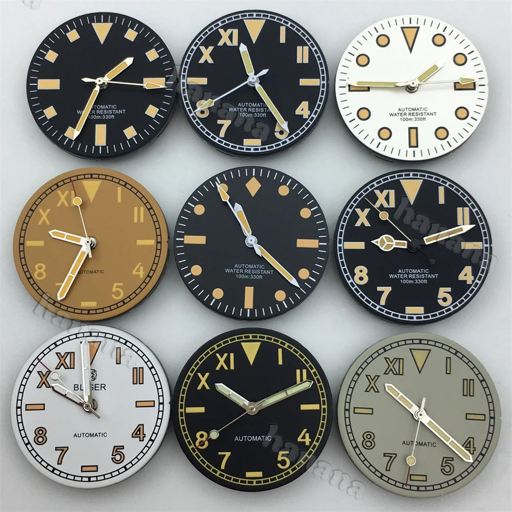 قرص ريترو غير لامع مقاس 29 مم مع أيدي مناسبة لحركة NH35/NH36/4R/7S ملحقات تعديل الساعة الخضراء المضيئة عالية الجودة #2