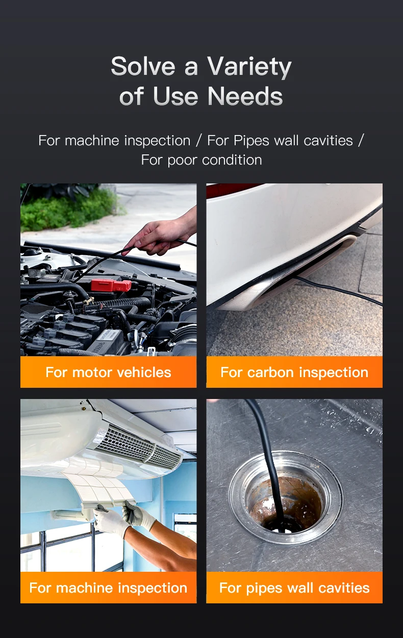 Factory New Portable Handheld 5M Hard Cable 4.3 Inch IPS HD Screen Industrial Endoscope Mini Camera for Car Detector Pipeline