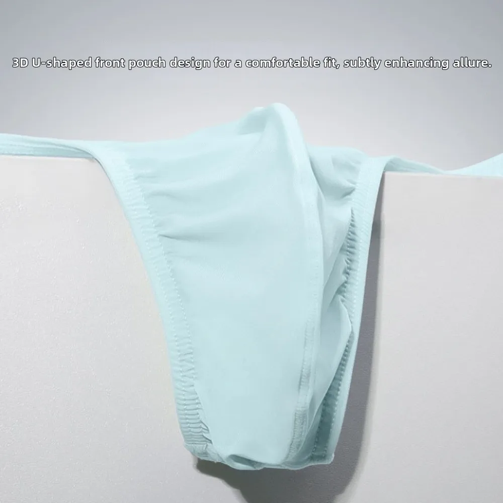 Breathable Low Waist Men Ice Silk Thongs Thin Strap Underpants Men's Panties Underwear T-back Male Briefs Male