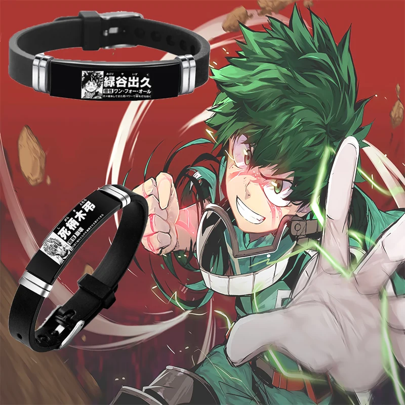 New Animation My Hero Academia Bracelet Trendy Midoriya Izuku Bakugou Katsuki Titanium Silicone Bangles Jewelry for Fans Gifts