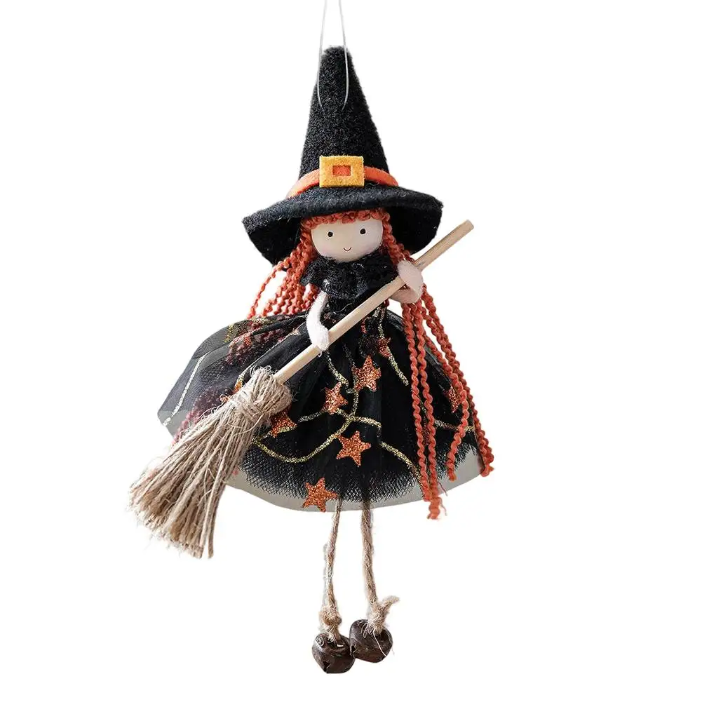

Spooky Halloween Witch Tree Hanging Decorations with Broom for Halloween and Holiday Cloth Decor 20 by 12 Centimeters