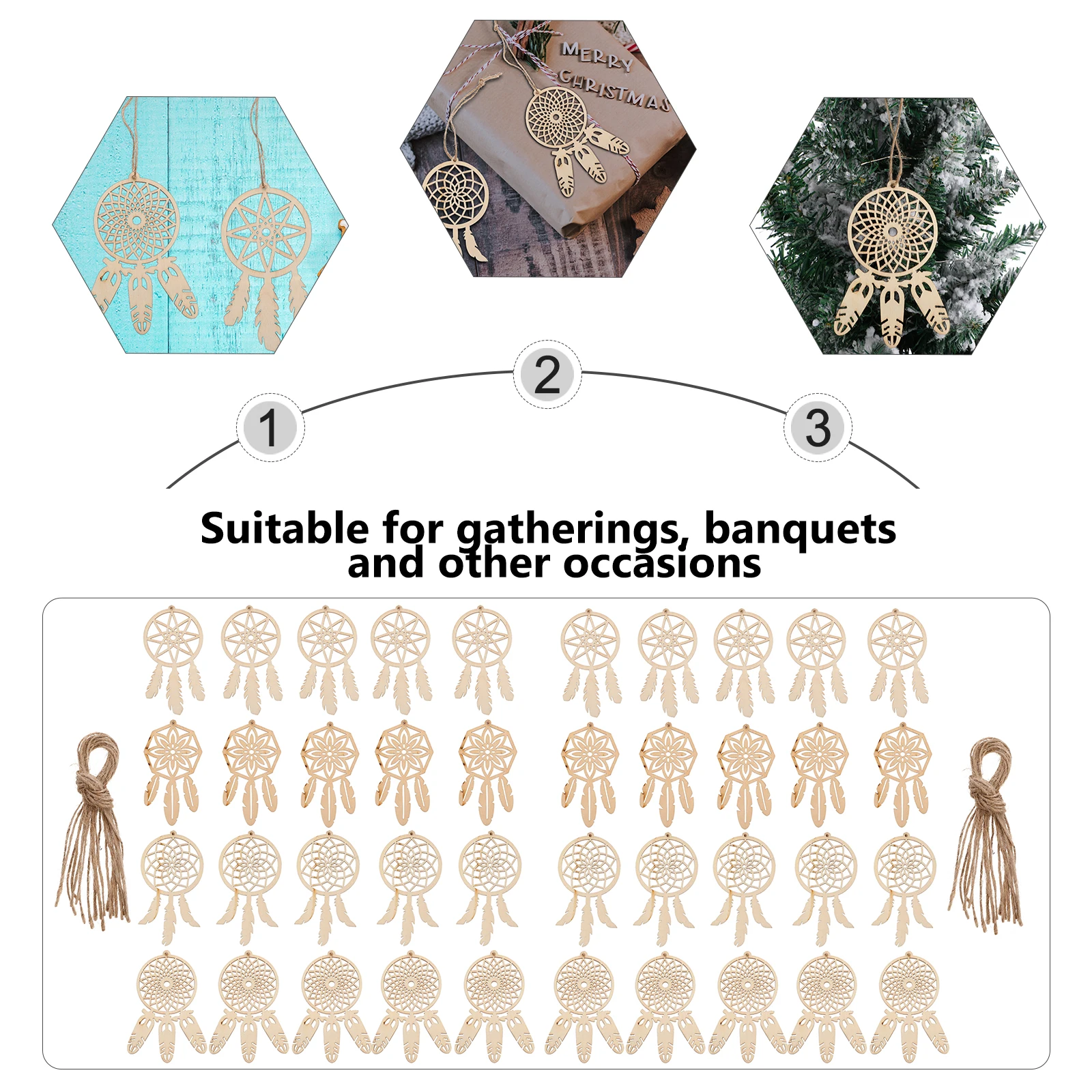 

40pcs Wooden Dream Catchers Diy Unfinished Hanging Ornaments Wood Crafts Rustic Hanging Decorations Creative Imagination