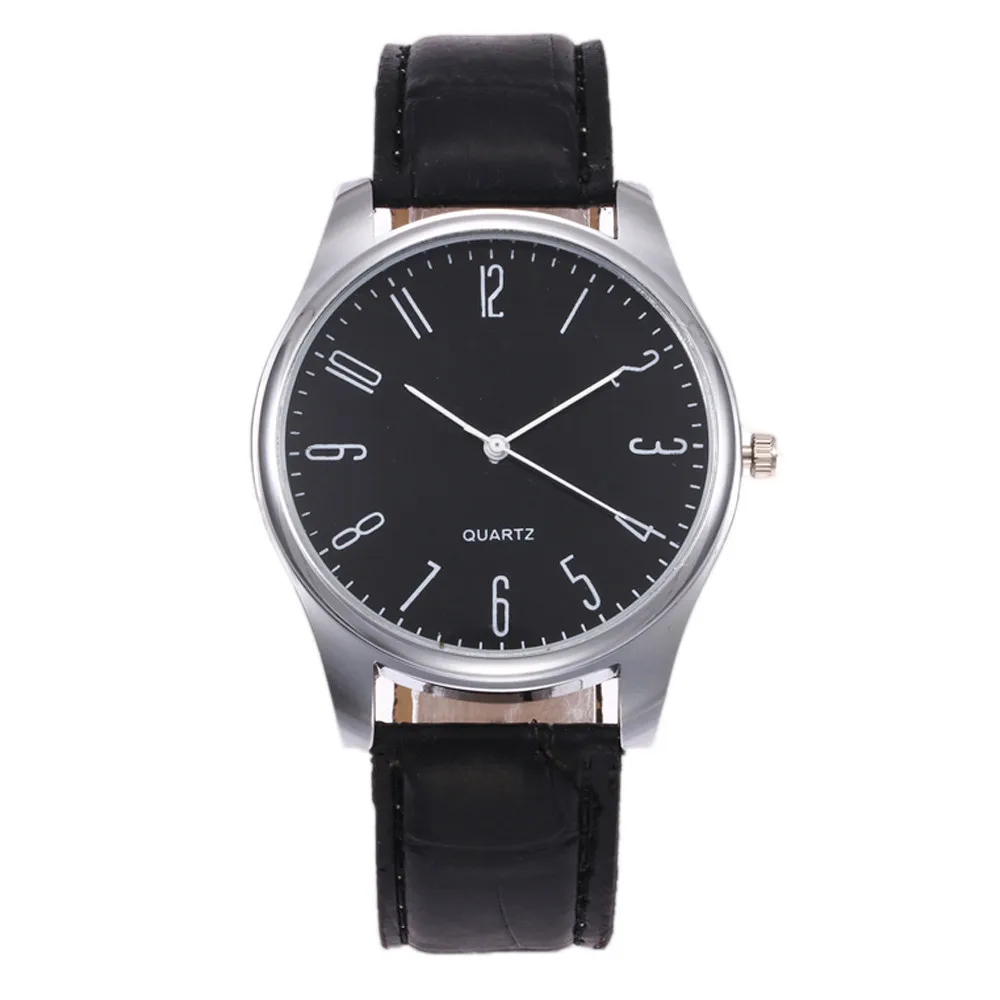 High End Business And Daily Life Fashionable Stainless Steel Minimalist Round Dial Leather Strap No Waterproof For Men