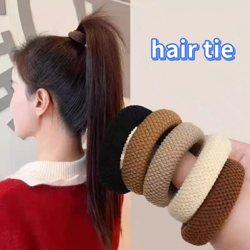 

5-10 шт. Высокоэластичные и плотные разноцветные резинки для волос для женщин и девочек - бережные к волосам, многофункциональные резинки для причесок