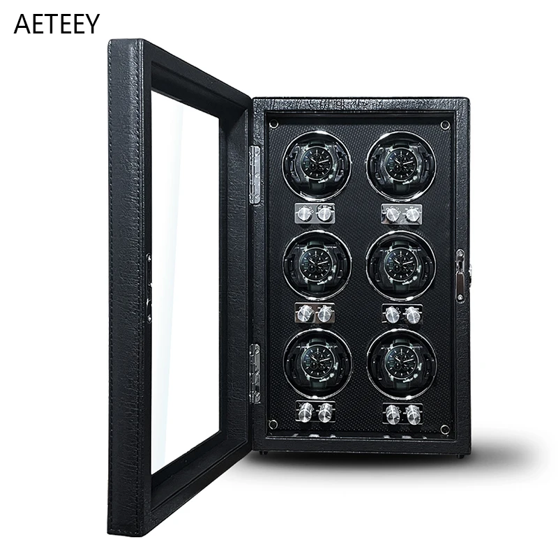 For Watch Automatic Watch Winder 6 Slots High End Luxury Display Case Storage Box Organization with Light Customizable Logo OEM