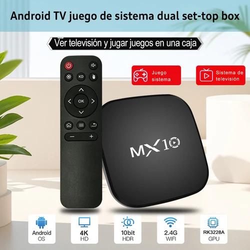 Imagen 1 del producto Smart TV Box MX10 Basic Android 7,1 ARM Mali-400 MP2 DDRIII 1GB EMMC 8GB compatible con 24 idiomas Smart Home Theater TV Box