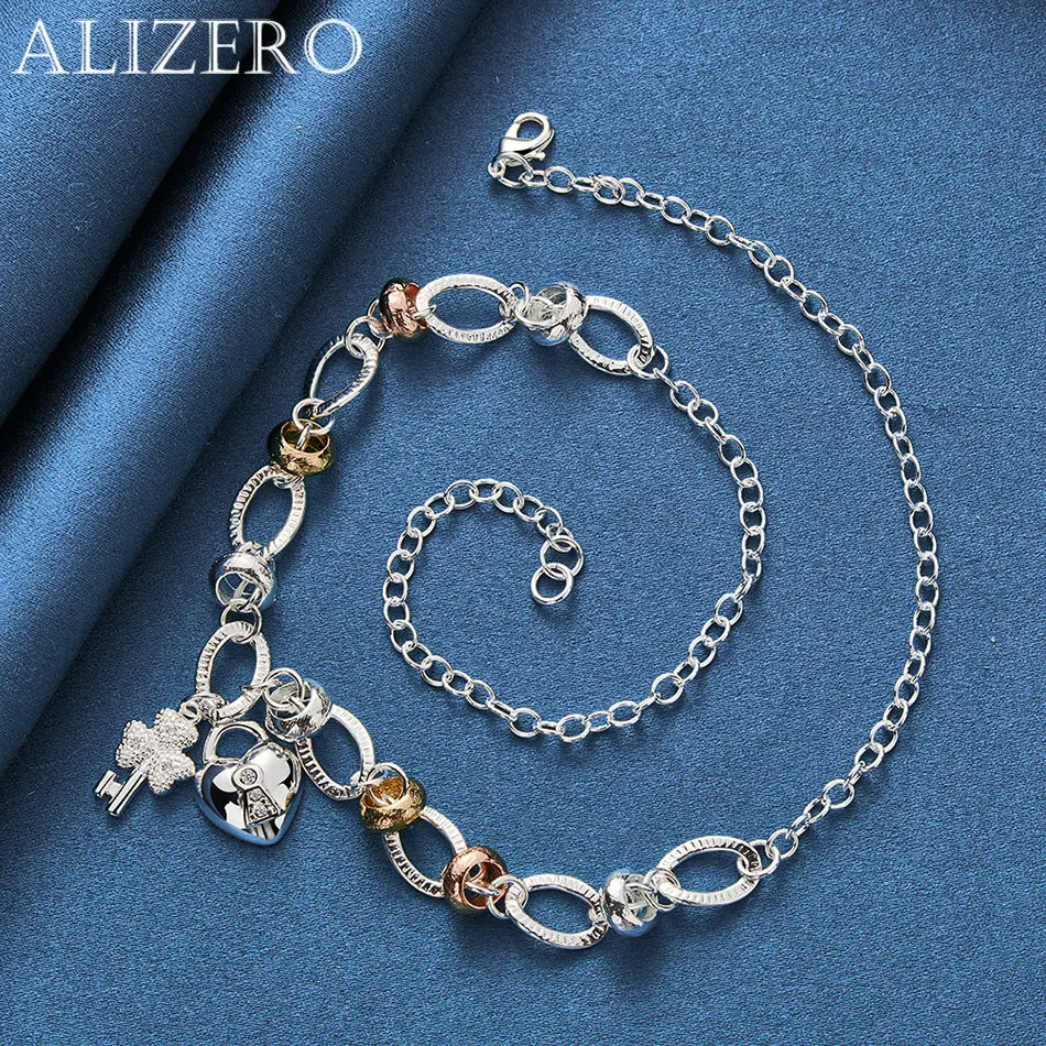 ALIZERO 925 Sterling Silber 45cm Herzkettenhalskette für Damen, Charm-Trend, Geburtstagsgeschenke, Mode-Party, Edler Schmuck – Detail 5