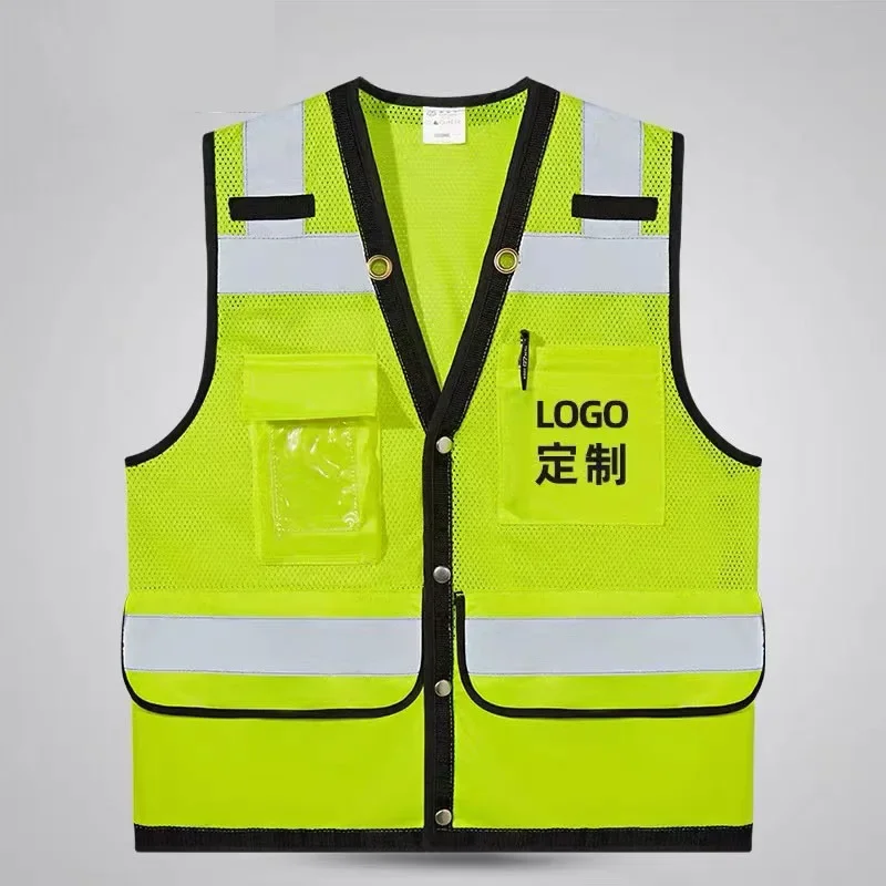 

High Visibility Reflective Safety Vest Personalized Customization Large Pockets Breathable Mesh Construction Worker Safety Vest