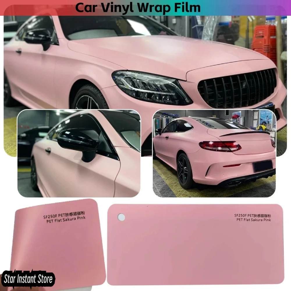 

Самоклеящаяся пленка для домашних животных, матовая сакура, розовая автомобильная пленка, виниловая атласная пленка без пузырьков воздуха, автопленка, меняющая цвет, виниловая пленка для автомобиля