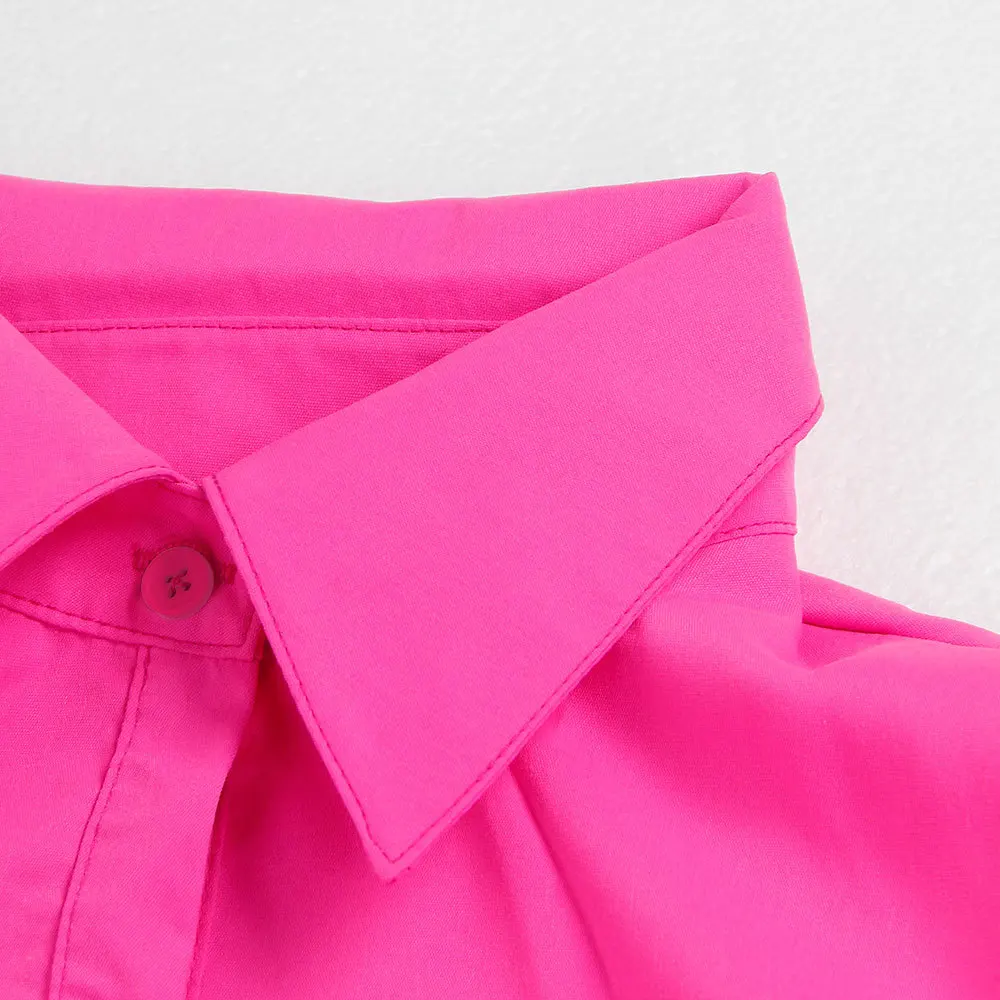 Damska sukienka koszulowa z falbankami, kołnierzykiem, bufiastymi rękawami, zapinana na guziki, mini sukienka letnia, luźna sukienka w kształcie litery A na imprezę.