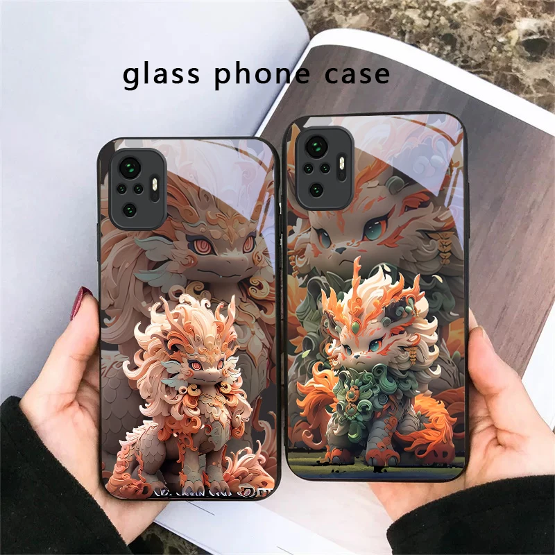 

Kirin with flowing hair For Redmi Note 14 Pro+ 13 Pro 8 9 9S 12S 10 Pro 11 12 13C 14C A3 12 13 K60 Ultra Black Glass Phone Case