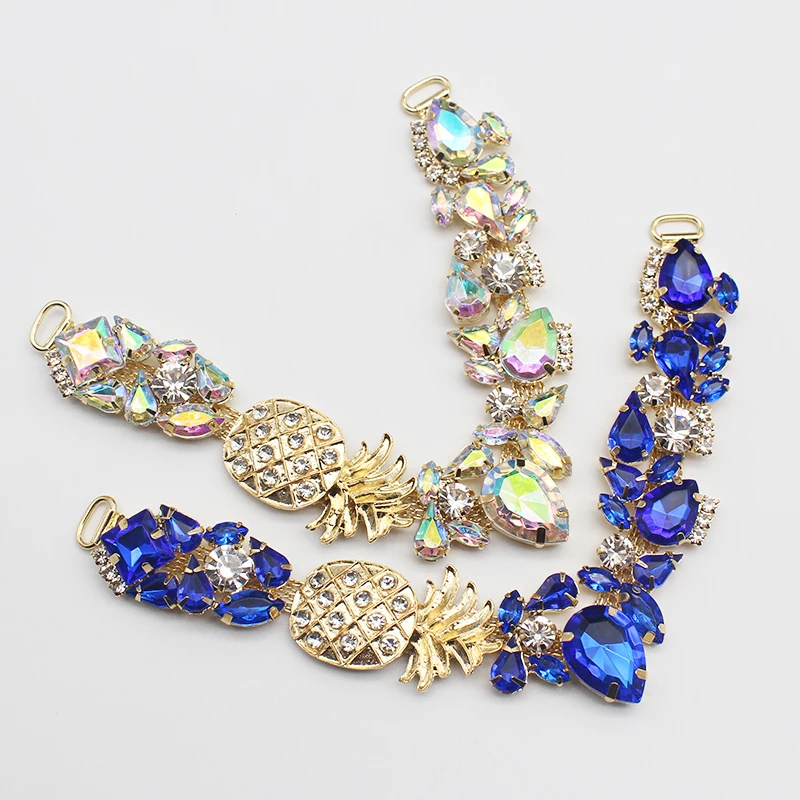 New Pineapple Alloy Women\'s Sandals Decorative Chain DIY Clothing Sewing Accessories Metal Crystal Rhinestone Connector Buckle