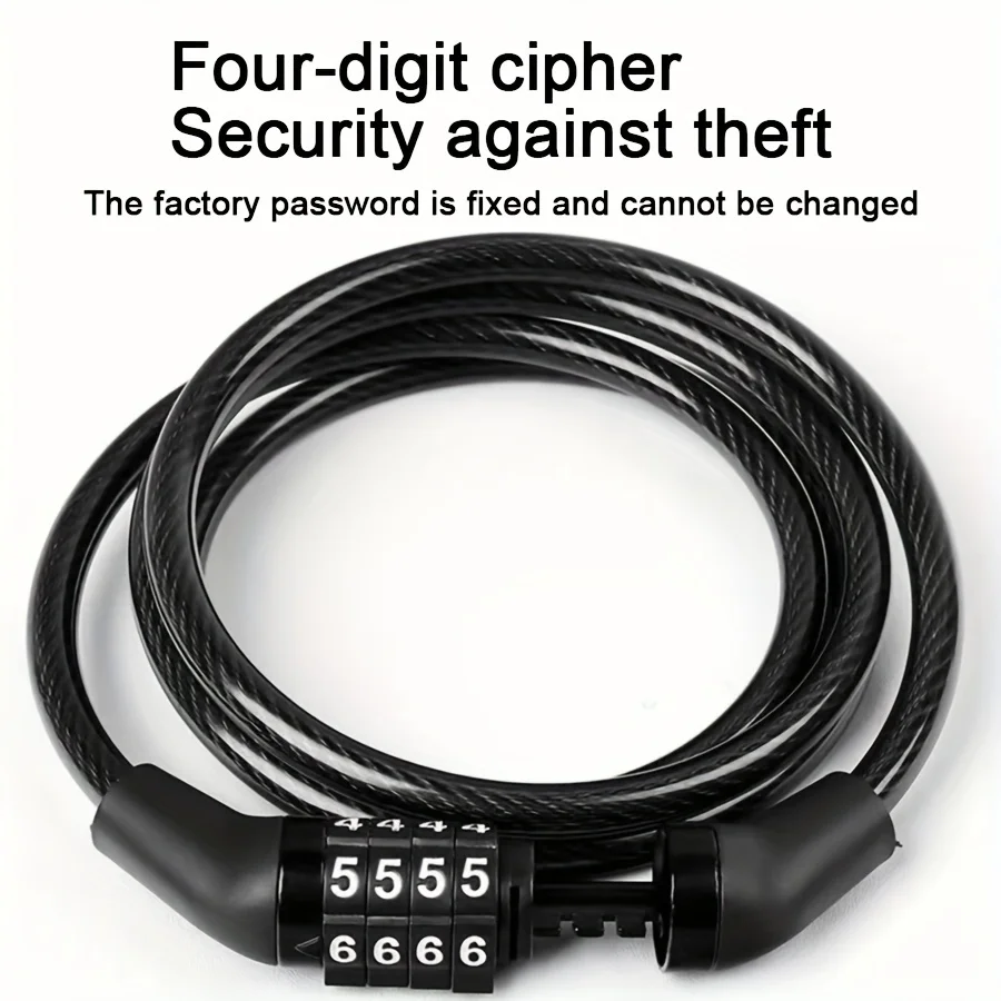 Anti-Theft Bicycle Lock 4 Digit Code Combination Lock Strong Steel Cable Bicycle Street Security Lock Equipment MTB Bike Lock