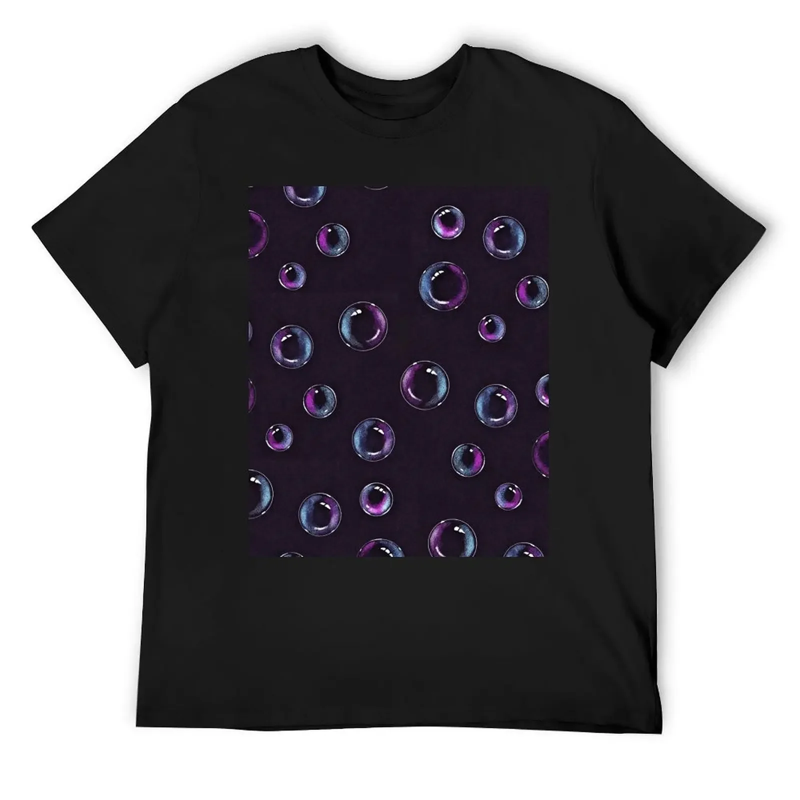 Bubbles on Black, Color Pencil Art, Hand Drawn Bubbles, Soap Bubbles T-Shirt man clothes blacks tshirts for men