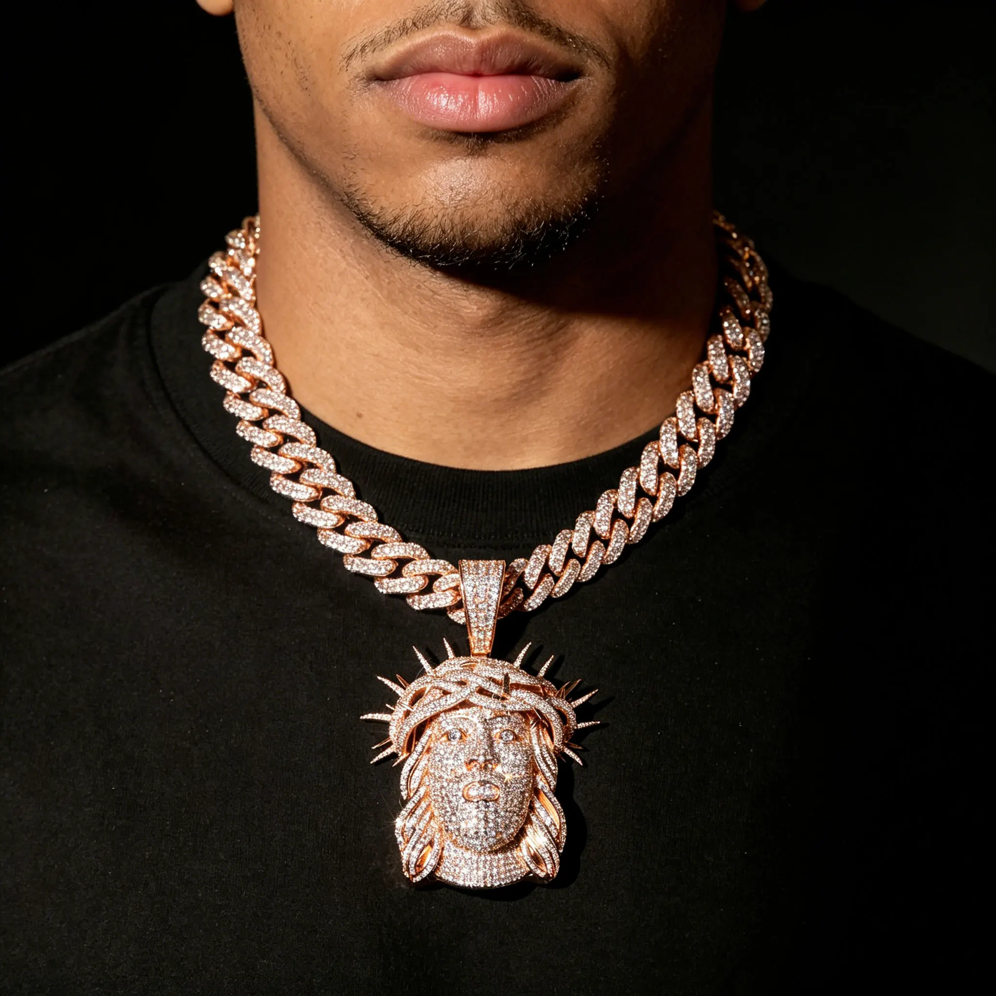 LYEE CYEE Hip Hop Thorn Jesus Avatar Pendant Necklace Christian Retro Style Men's Pendant Jewelry Party Gift Street Party Accessories Men's and Women's Birthday Gifts Anniversary Meaningful Gifts Best Gift for Good Friends