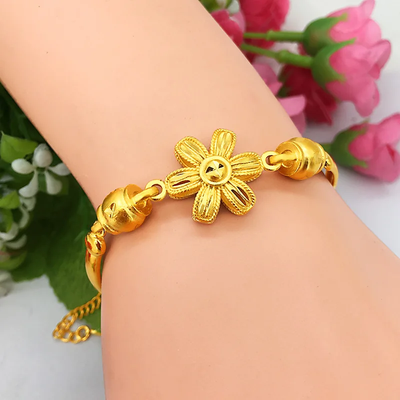 Light Luxury Eye-Catching Flower Bracelet For Women 24K Gold AU999 | Unique shape, eye-catching for outings