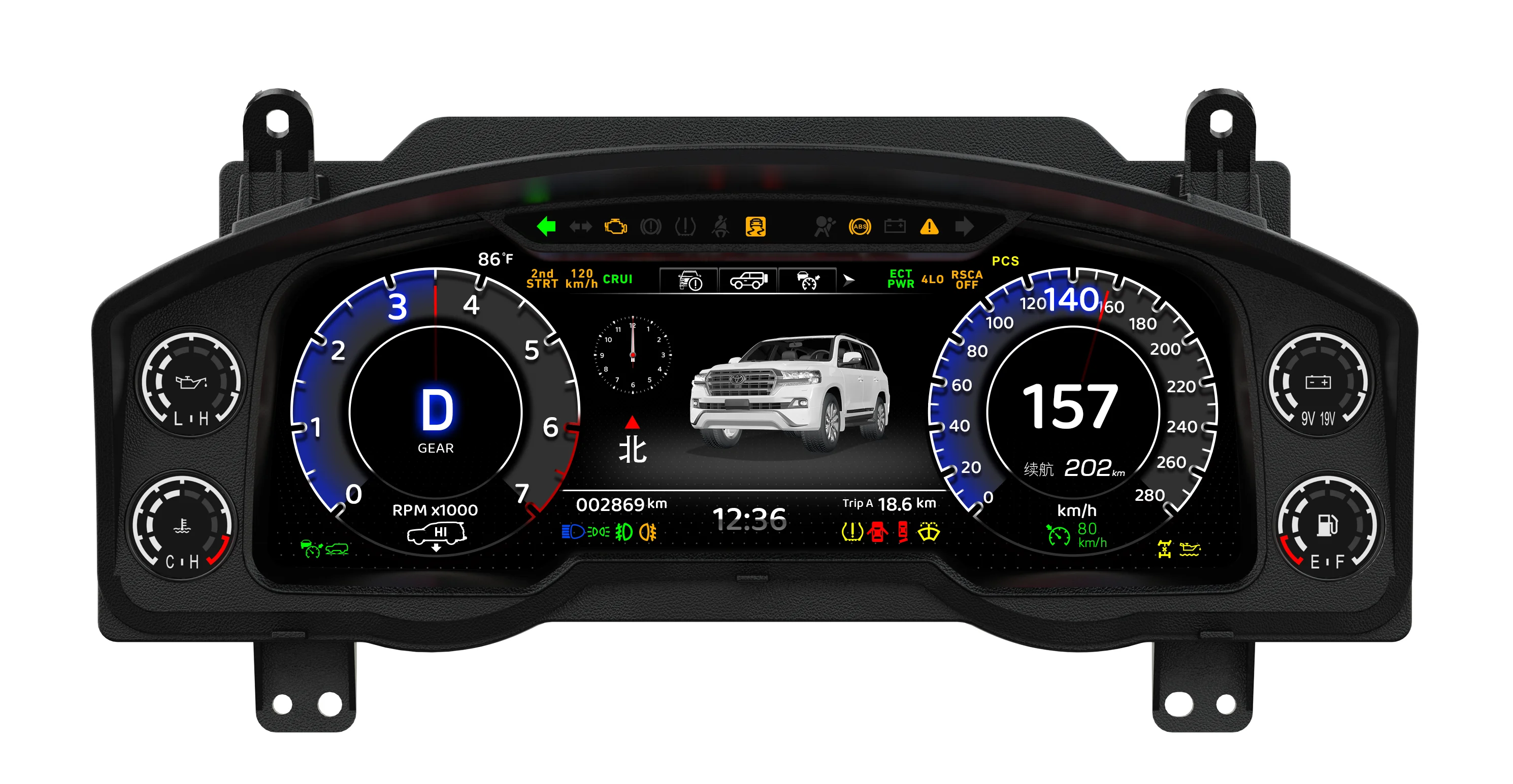 12.3 ''Digitale LCD Instrument Dash Screen Cluster Voor Toyota Land Cruiser LC200 2008-2015 LCD Dashboard Instrument display