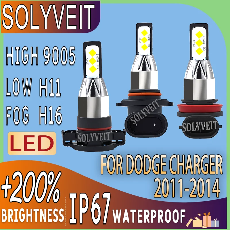 

Высококачественная водонепроницаемая светодиодная фара с увеличенной видимостью 9005 H11 H16, высокая/низкая противотуманная фара для Dodge Charger 2011 2012 2013 2014