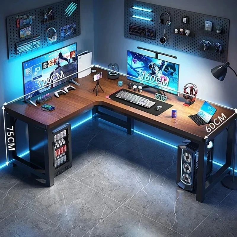 & European Style Corner Gaming Desk E-sports Computer Desk Modern Workbench for Home Bedroom Internet Cafe Office Desk
