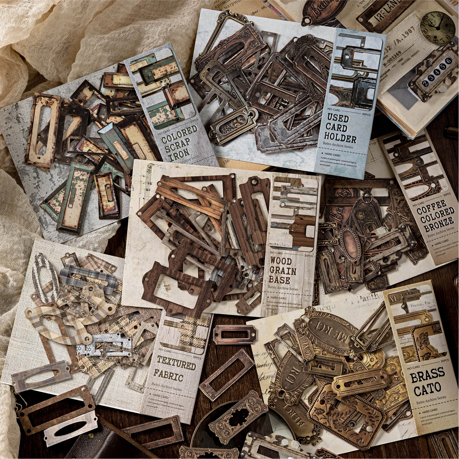 

30pcs/pack Vintage hollow-out tags Stickers Decorativ diy Scrapbooking Materials Art Collage Stationery Aesthetics Stickers