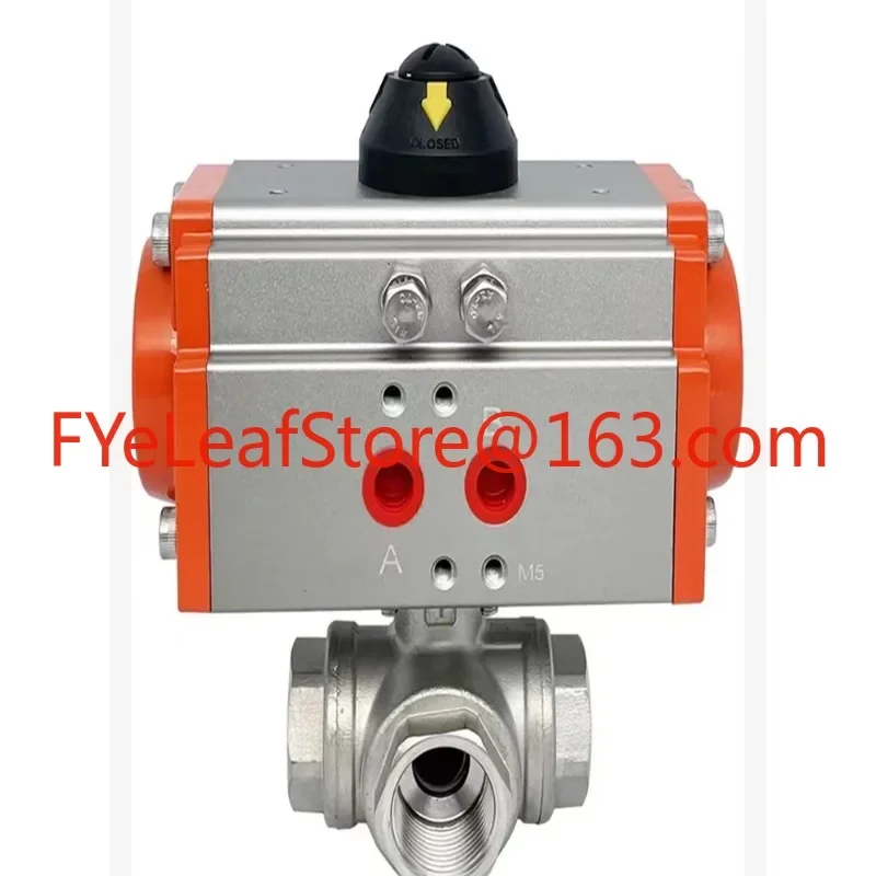 

Pneumatic three-way ball valve Q614/5-16P conversion 304 stainless steel thread switch valve DN15/20/25/40